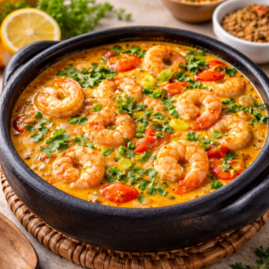 Frutos do Mar: Receitas Fáceis, Rápidas e Deliciosas Receita de Moqueca de Camarão Fácil e Irresistível - Fonte: Imagem gerada por IA (DALL·E / ChatGPT)