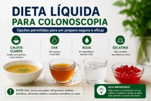 Dieta Líquida Colonoscopia: O Que Consumir Certo A dieta líquida é essencial para garantir uma preparação segura antes da colonoscopia - Fonte: Imagem gerada por IA (DALL·E / ChatGPT)