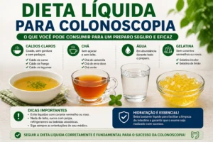 Dieta Líquida Colonoscopia: O Que Consumir Certo Nas últimas 24 horas, apenas líquidos claros devem ser consumidos - Fonte: Imagem gerada por IA (DALL·E / ChatGPT)