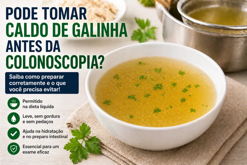 Pode Tomar Caldo de Galinha Antes da Colonoscopia? - Fonte: Imagem gerada por IA (DALL·E / ChatGPT)