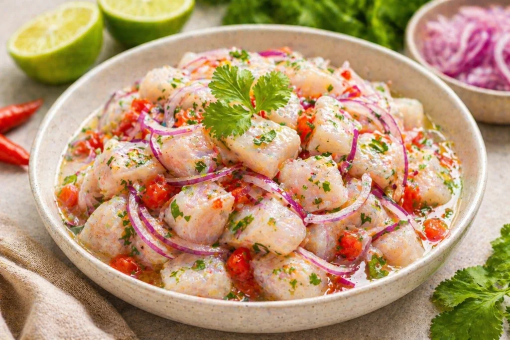 Receita de Ceviche de Tilápia Fácil e Rápida Receita de Ceviche de Tilápia Fácil e Rápida - Fonte: Imagem gerada por IA (DALL·E / ChatGPT)