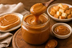 Sobremesa Fácil: Receitas Rápidas que Todos Amam! Pote de Doce de Leite Caseiro Cremoso (Fácil!) - Fonte: Imagem gerada por IA (DALL·E / ChatGPT)