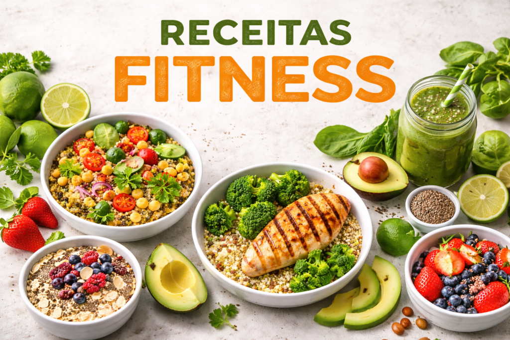 receitas fitness - Fonte: Imagem gerada por IA (DALL·E / ChatGPT)