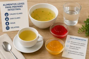Receita de Caldo Simples e Saboroso em Minutos Alimentos Leves Preparo Intestinal: O Que Comer? - Fonte: Imagem gerada por IA (DALL·E / ChatGPT)