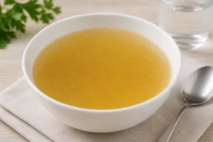Receita de Sopa Leve para Colonoscopia (Sem Erro) A sopa deve ficar totalmente líquida e sem resíduos - Fonte: Imagem gerada por IA (DALL·E / ChatGPT)