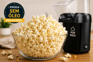 Pipoca Perfeita na Pipoqueira Elétrica: Crocante e Saudável Tigela cheia de pipoca branca crocante recém preparada - Fonte: Imagem gerada por IA (DALL·E / ChatGPT)