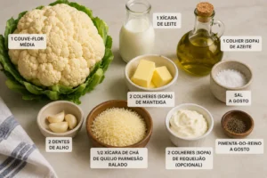 Purê de Couve-Flor: A Receita Leve Que Surpreende no Sabor Poucos ingredientes são suficientes para criar um purê incrivelmente saboroso. - Fonte: Imagem gerada por IA (DALL·E / ChatGPT)