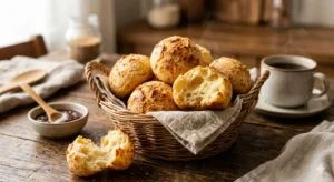 Pão de Queijo Vegano Inesquecível: Sem Lactose! Nada supera o aroma de uma fornada de pão de queijo quentinho invadindo a cozinha logo cedo. - Fonte: Imagem gerada por IA / Gemini