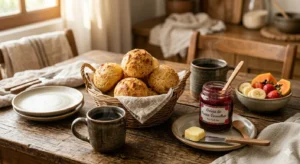 Pão de Queijo Vegano Inesquecível: Sem Lactose! O combo perfeito para o final de tarde: pão de queijo caseiro à base de plantas acompanhado de um bom café coado na hora. - Fonte: Imagem gerada por IA / Gemini